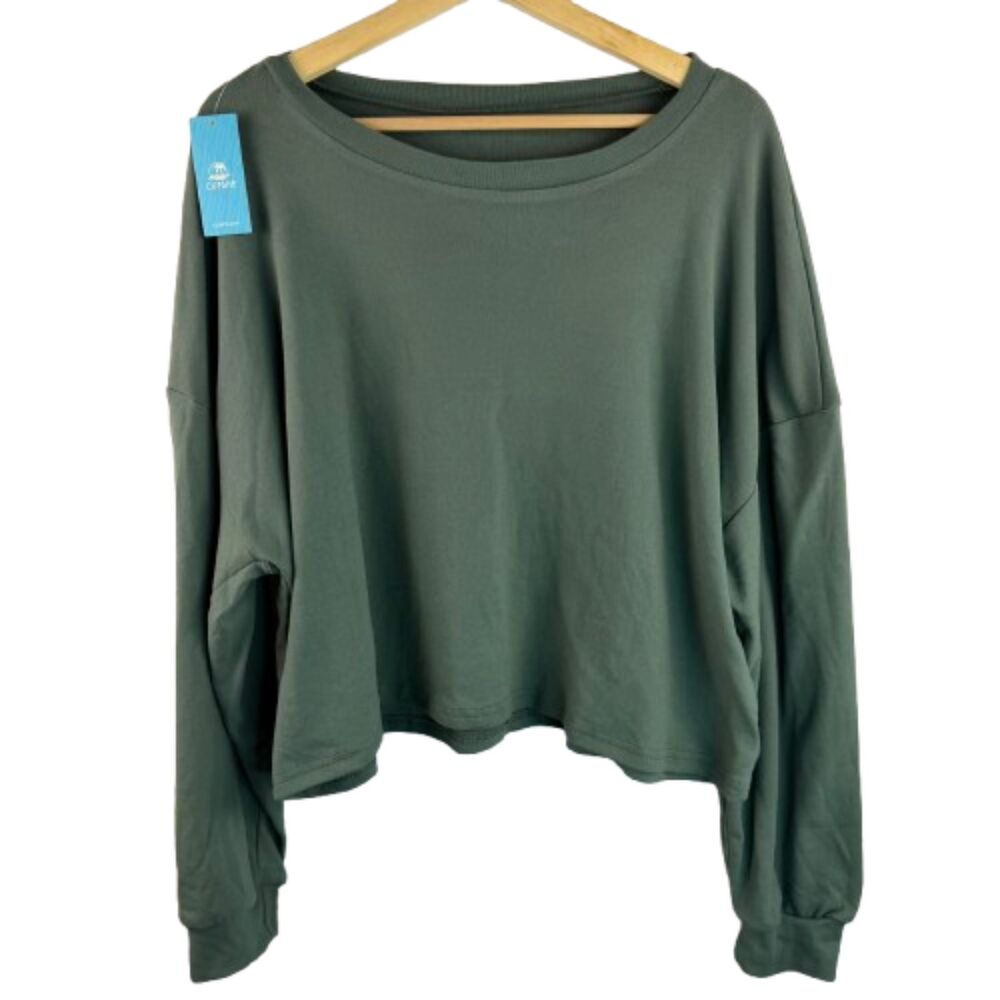 Cupshe Long Sleeve Drop Shoulder Oversized Sage Green Sweater Size Large NWT